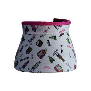 Womens Visor Hat Adjustable Unisex Sports White Golf & Wine Theme